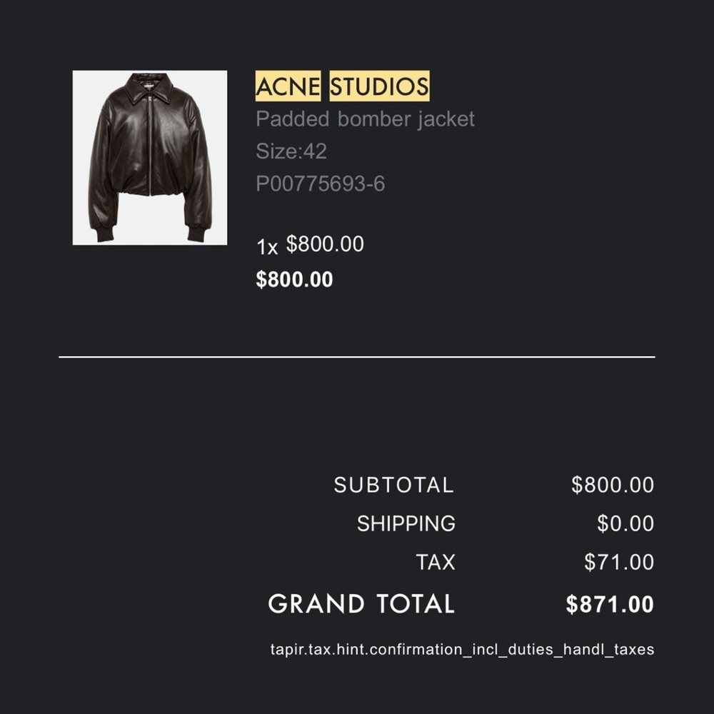 Acne Studios Puffer Bomber Jacket - Picture 7 of 7